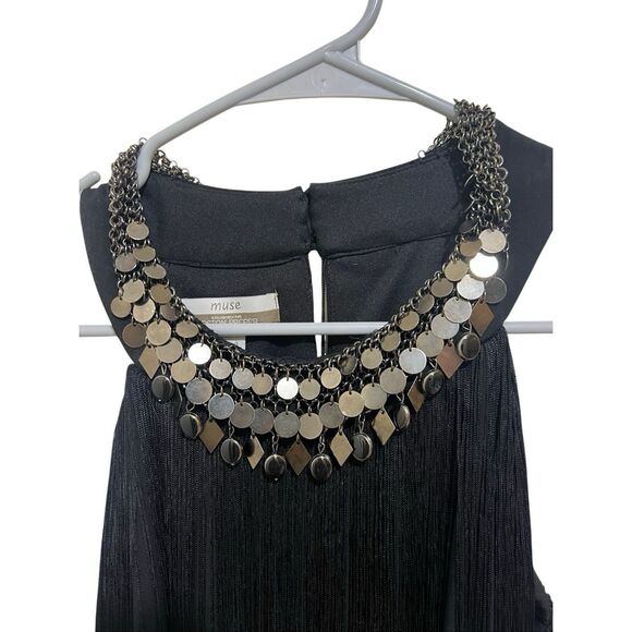 Muse by Boston Proper Dress Fringe Cocktail Flapper Lined 4 - Picture 3 of 4